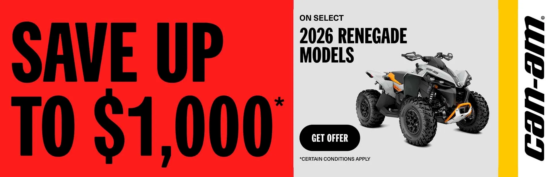 You are currently viewing Save up to $1 000 rebate on select 2026 Renegade models