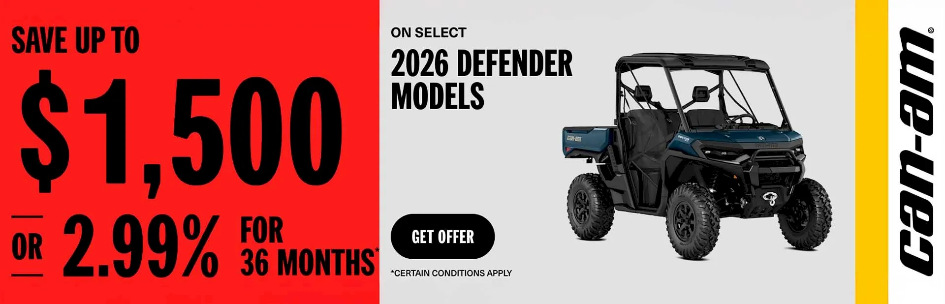 You are currently viewing Save up to $1,500 or 2.99% for 36 months on select 2026 Defender models