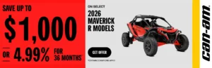 Read more about the article Save up to $1,000 or 4.99% for 36 months on select 2026 Maverick R Models