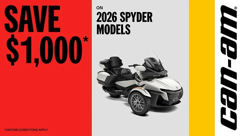 Read more about the article Save up to $1,000 on 2026 Spyder models